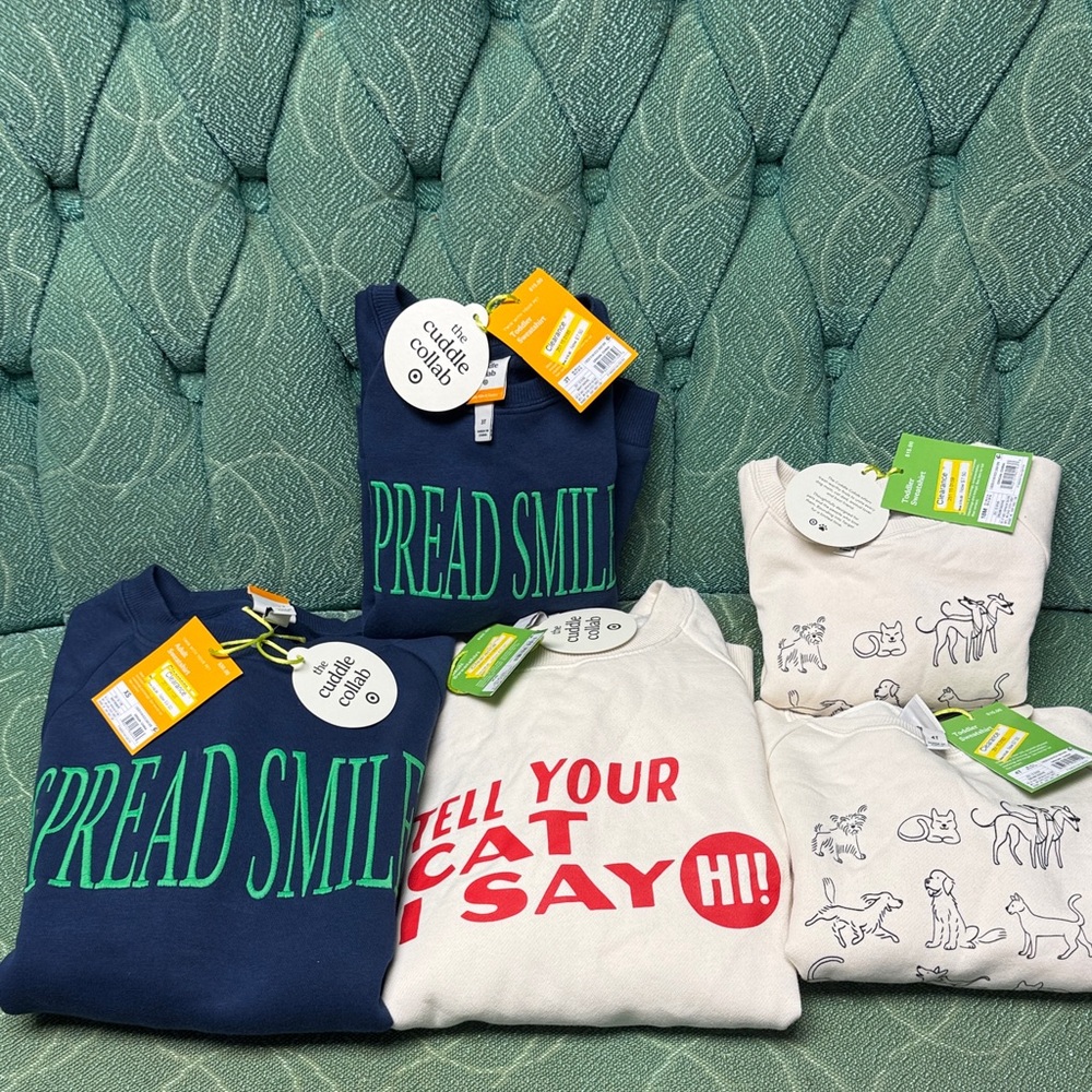 5 piece bundle NWT Cuddle Collab sweatshirts in assorted sizes! Brand new & cute